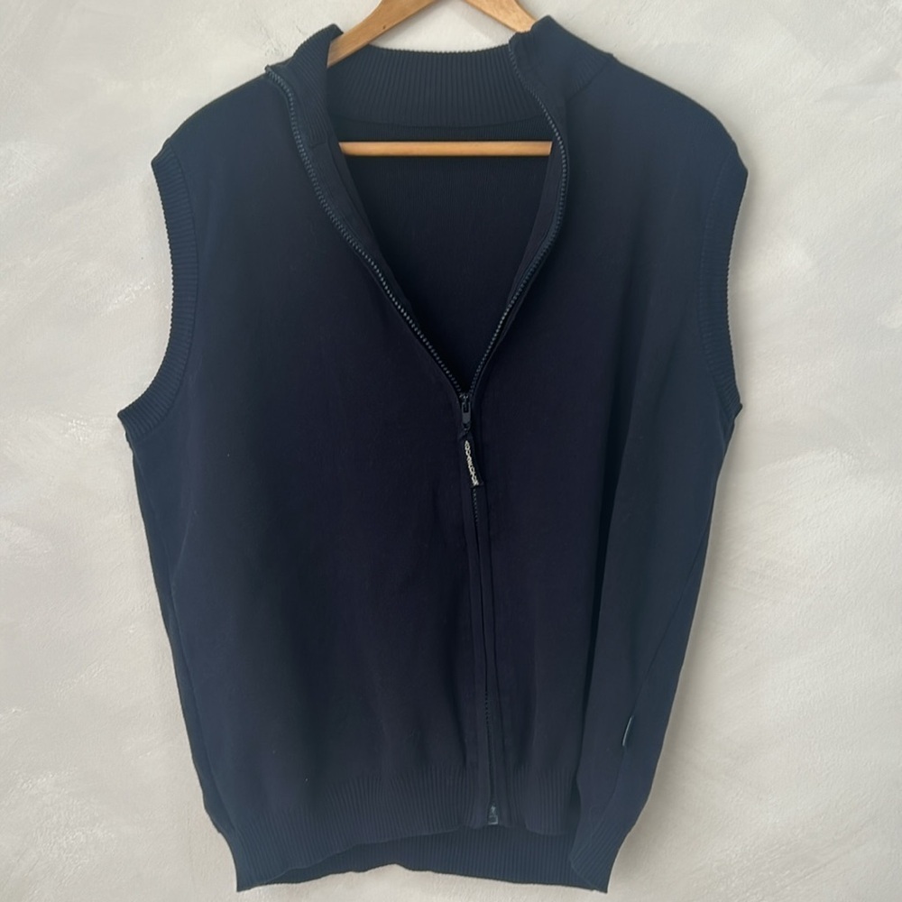 Aquascutum Vintage Vest Gilet Mens Small Navy Bodywarmer 100% Cotton - Picture 8 of 9